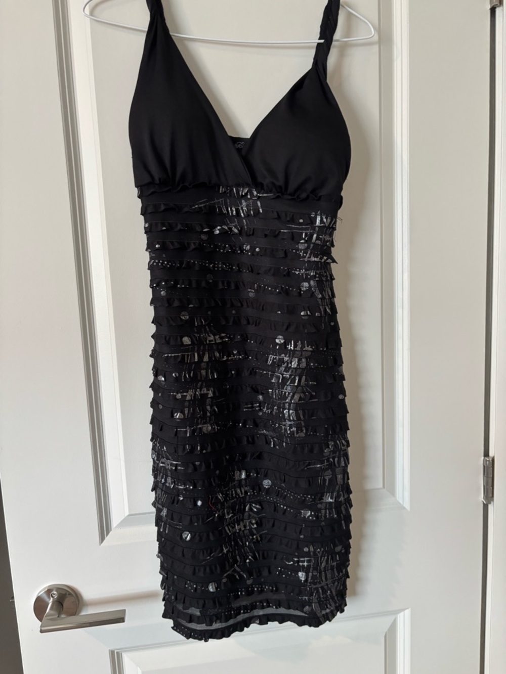 Black Sequin Striped Tank Dress